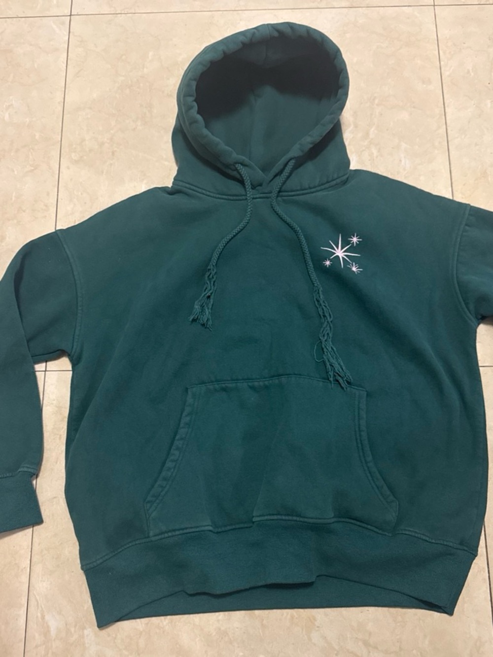 Altar'd State Dark Teal Hoodie with White Star Embroidery